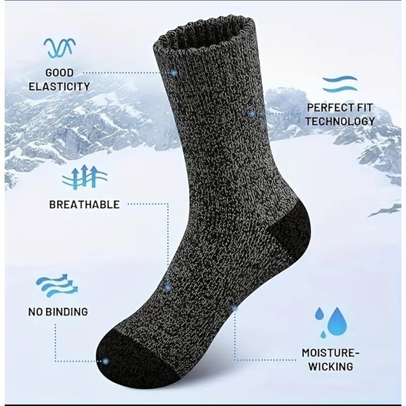 Thick Merino Wool Thermal Mid-Calf Hiking Socks Winter 7-12 Multiple Colors 5pk - Picture 5 of 11